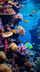 Wall Mural - A vibrant underwater world in a large aquarium