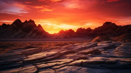 Poster - A breathtaking sunset over majestic mountains