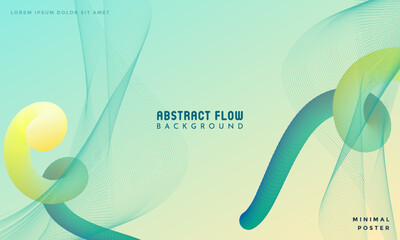 Wall Mural - Gradient fluid loops background vector. Abstract green and yellow curve fluid in gradient style vector.