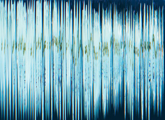 Wall Mural - Analog glitch background. Noise texture. Screen defect. Blue green color static frequency distortion illustration abstract wallpaper.