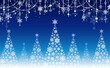 雪の結晶クリスマスツリー_青_横3