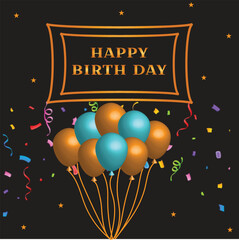 Happy birthday vector template design. Happy birthday greeting text with gift and elegant ribbon decoration element in empty space for birth day celebration card design