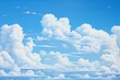 blue sky white clouds lone person surfboard studio puffy ascending form cumulus high altitude