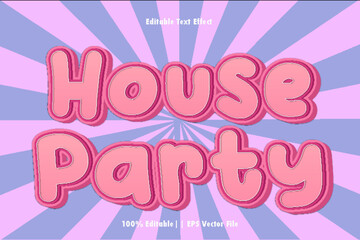 Wall Mural - House Party Editable Text Effect 3D Emboss Style