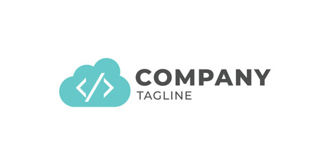 Cloud Code Line Program App Programmer Logo Design Vector Template for Software Brand Business Company