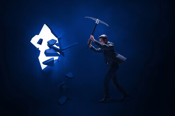 Wall Mural - Businessman breaking the wall 3d illustration