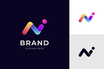 Sticker - letter ai identity logo design with multicolor shape icon design element, minimalist style for business technology and company identity