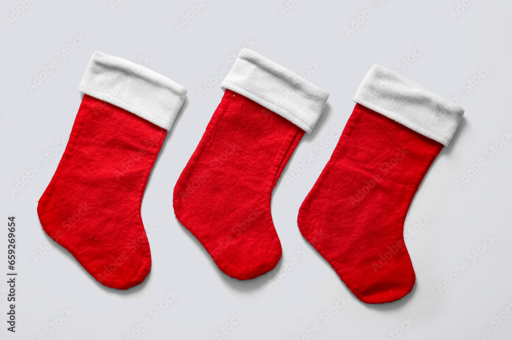 Christmas socks on white background