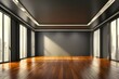 Full empty spaced office background interior with a dark warm moody tone and sunlight coming from window