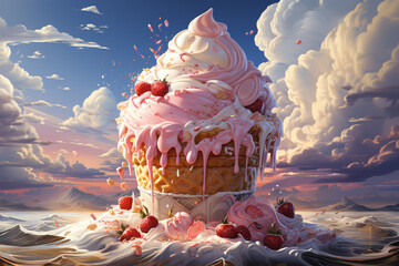Poster - ice cream, illustration,