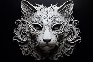 Poster - woodcats black and white feline art wall art, 