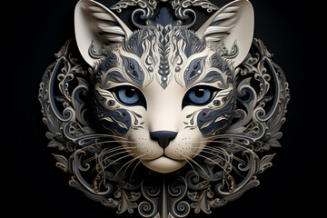 Poster - woodcats black and white feline art wall art, 