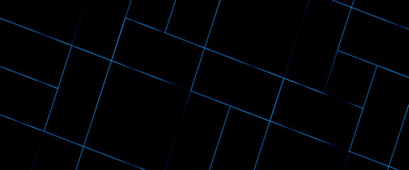 luxury blue geometric random chaotic lines with many squares and triangles shape on black background pattern seamless geometric line abstract blue luxury color vector.