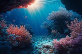 Fototapeta Do akwarium - coral reef in deep sea