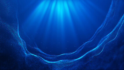 Wall Mural - blue light tunnel wave abstract background