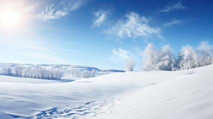 Canvas Print - Clear blue sky and bright snow create a winter backdrop outdoors