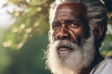 Wall Mural - elderly black man with white beard