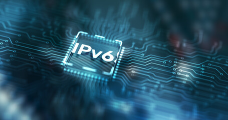 Wall Mural - Inscription: IPv6. Business, Technology, Internet and network concept
