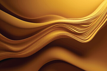 Canvas Print - Gold color wavy background with paper cut style