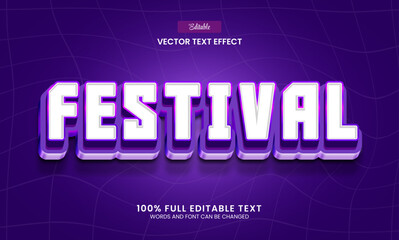 Canvas Print - Design editable text effect, festival 3d retro vector illustration