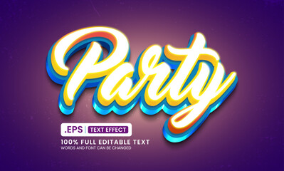 Poster - Design editable text effect, party 3d retro vector illustration