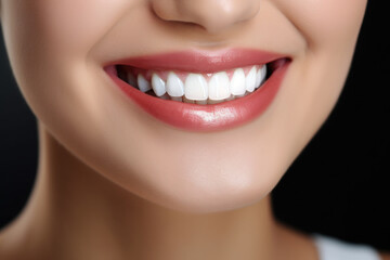 Wall Mural - Closeup of woman smile with white healthy teeth