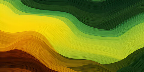 Wall Mural - Horizontal Artistic Colorful Abstract Wave Background With Very Dark Green, Yellow Green and Golden Rod Colors. Can Be Used as Texture, Background or Wallpaper.