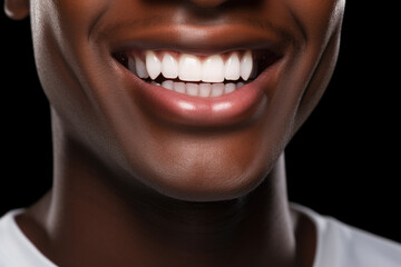 Wall Mural - Close up of beautiful smiling black man with white perfect teeth