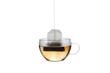 Wall Mural - PNG,tea bag in a transparent cup, isolated on white background