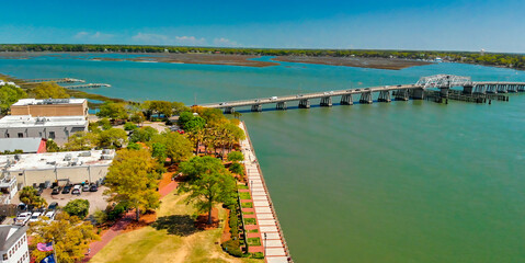 Sticker - Charleston skyline from drone, South Carolina