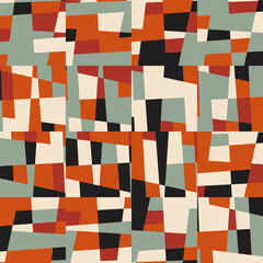 Leinwandbilder - Abstract geometric vector background with random pattern of simple shapes like rectangle, square, triangle and polygon. Pastel colored retro style colorful mosaic.