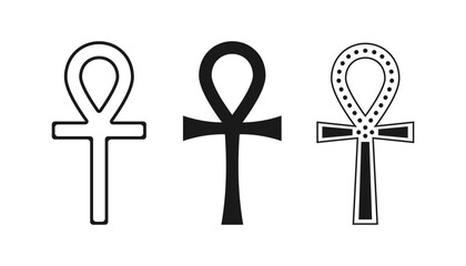 Egyptian cross ankh silhouette set different shape