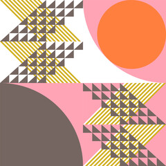 Leinwandbilder - Modern abstract geometric  vector seamless pattern with simple elements and shapes like circle, square and triangle. Graphic pastel colored minimalist background.