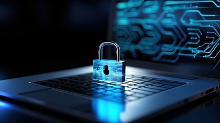 Aufkleber - Computer security internet lock icon data protection symbol blue keyboard