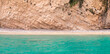 Panorama of Zakynthos beach with the white rocks.
