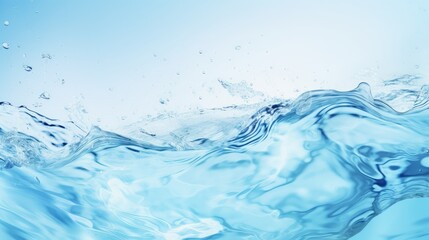 Leinwandbilder - Transparent blue clear water surface texture with ripples, splashes and bubbles. Abstract summer banner background Water waves in sunlight with copy space Cosmetic moisturizer micellar toner emulsion