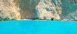Panorama of the blue caves in Zakynthos island in Greece.
