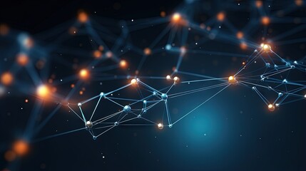 Aufkleber - Polygonal background with dots and lines. Network connection structure. Science and technology. 3d rendering