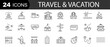 © stoker - Vacation line icons. Collection of travel and vacation icons. Vector illustration