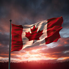 Canadian Flag In The Wind