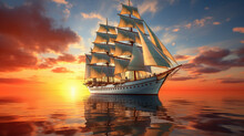Sailing Ship In The Sunset See