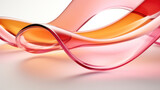 Fototapeta Panele - Abstract background with pink and orange glass waves on white background