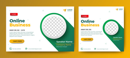 Canvas Print - business conference live webinar banner invitation and social media post template. business webinar 