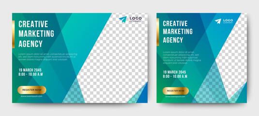 Marketing Strategies live webinar banner invitation and social media post template. Business webinar invitation design