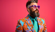 Modern and eccentric man, dressed in a very colorful blazer. AI generated
