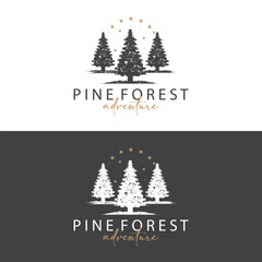 Wall Mural - Forest Logo, Vector Forest Wood With Pine Trees, Design Inspirational Badge Label Illustration