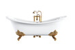 Stylish Clawfoot Bath Fixture Isolated on Transparent Background