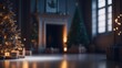 Christmas tree and candles in the living room. 3d rendering.