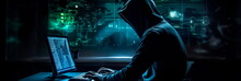 Hacker In A Dark, Underground Setting, Highlighting Cybersecurity Challenges In The Digital Realm.