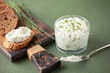 Benedictine spread. Cream cheese with cucumber and spring onions. United States cuisine